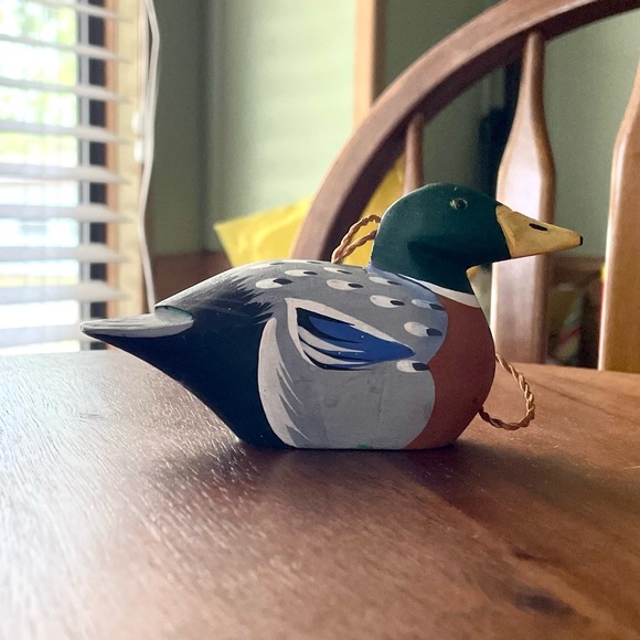 *VINTAGE* Mallard Duck Ornament - Wood - Christmas - Decor - 4.5” x 1.25” x 2.5” - Picture 3 of 6